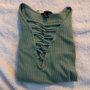 Forever 21 army green long sleeve super low cut!